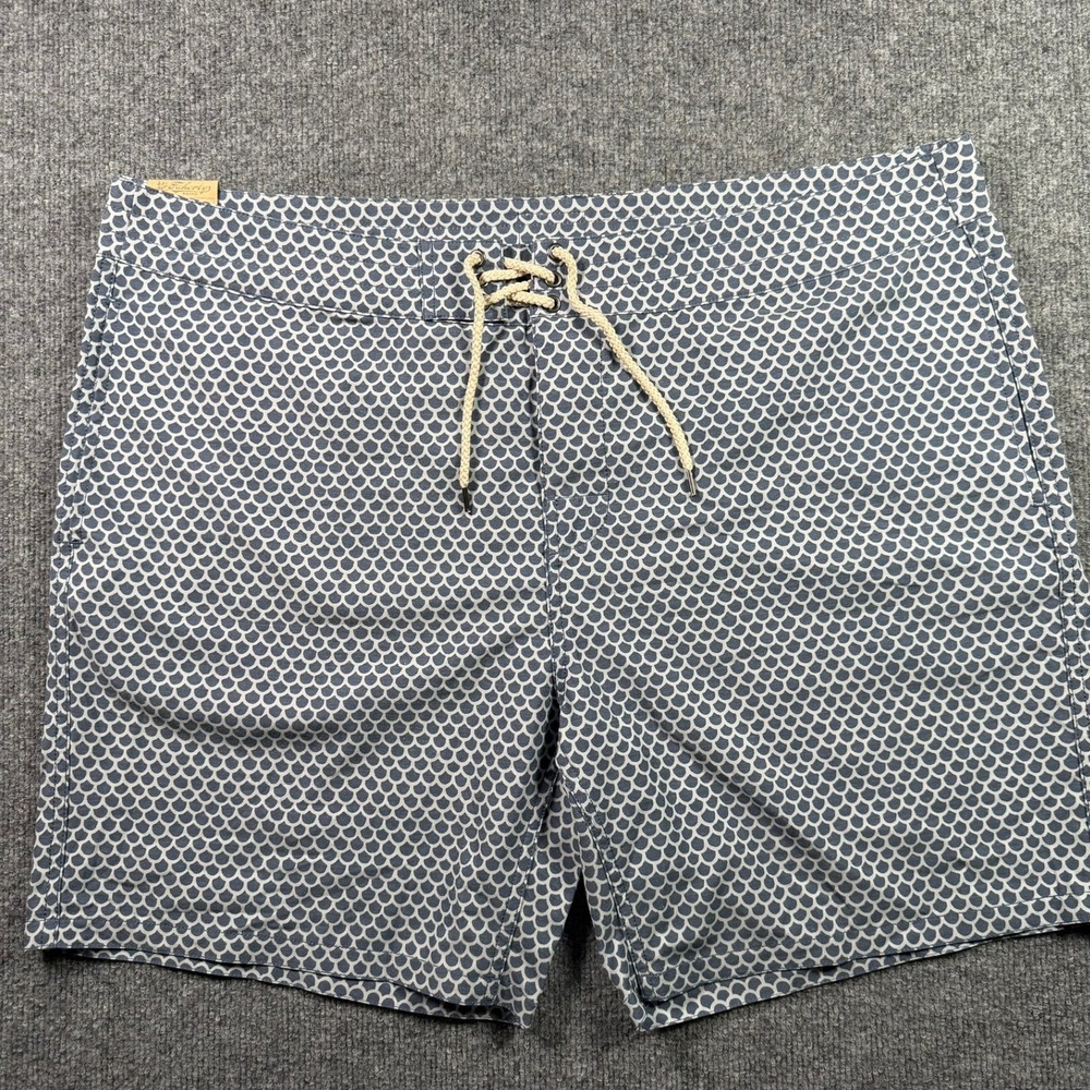 Faherty Beacon Board Shorts Mens 42 Blue White Scale Print Recycled Stretch